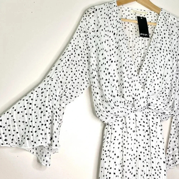NWT Nasty Gal Retro & Icone Dot Your Number Spotty Maxi Dress White Womens Med - Picture 5 of 8